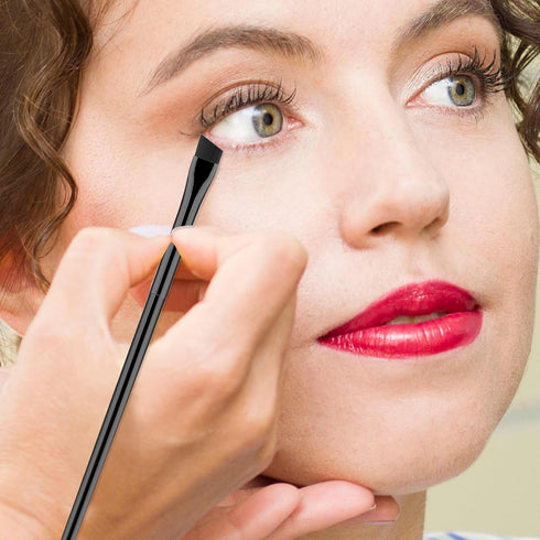 16 Pcs Eyeliner Brush Fine Angled, 12 Pcs Thin Eyeliner Brush Fine and 4 Pcs Angled Eyebrow Brush Flat Eyeliner Brush Portable Eye Makeup Brush Se...