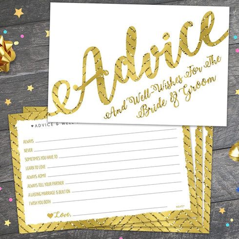 50 Wedding Advice Cards & Well Wishes for the Bride and Groom - Bridal Shower Games, Wedding Games, Wedding Decorations, Wedding Guest Book Altern...