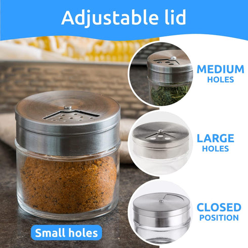 CUSINIUM 2-Pack 3oz Glass Spice Seasonings Shaker With Adjustable Lid...