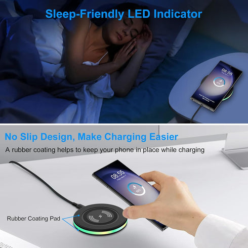 15W Samsung Wireless Charger with Fast QC 3.0 Wall Adapter for Galaxy S24 S23 Ultra S22 S21 FE S20 Z Fold 5 Flip 5 4,Motorola Moto Edge 2022 Edge+...