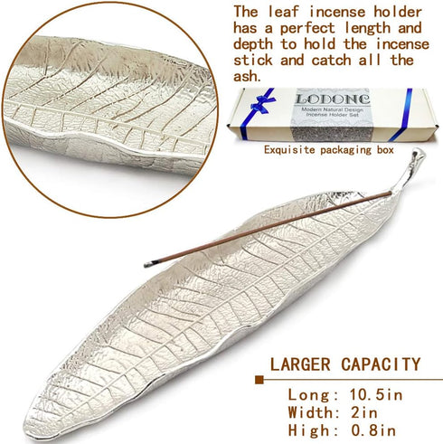 Incense Holder Set - Leaf and Snail Incense Burner,Incense Holders for Sticks Ash Catcher,Durable Zinc Alloy Materia,Modern Natural Design,Incense...