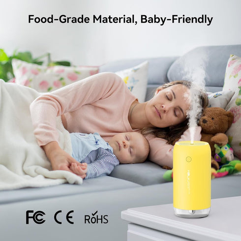 Portable Mini Humidifier, Small Cool Mist Humidifiers 350ml Quiet USB Personal Desktop Air Humidifier for Bedroom Home Plants Car Baby indoor Offi...