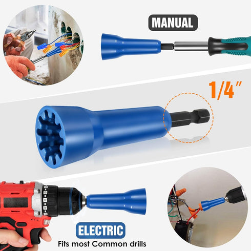 Wire Twister Tool Wire Twister Electrician Tools Wire Connector Driver Wire Bending Tool Strap 1/4 Chuck for Hand Drill and Wire (Blue 1)...