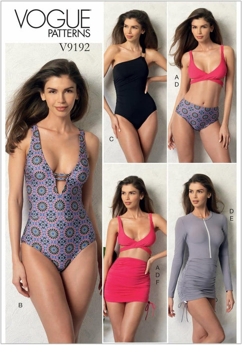 Vogue Patterns Casual Misses' Wrap-Top Bikini, One-Piece Swimsuits, and Cover-Ups Size A5 (6-8-10-12-14) Green...