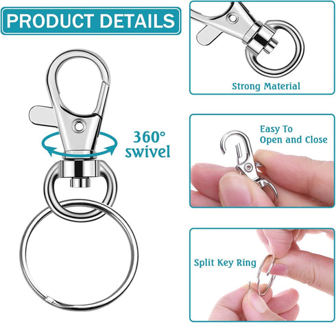 140Pcs Keychain Hooks with Key Rings, Flasoo Keychain Hardware with 70Pcs Swivel Clasps Lanyard Snap Hook and 70Pcs Keychain Rings for DIY Crafts,...