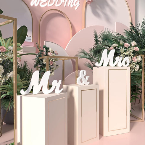 VIOPVERY Mr and Mrs Sign for Wedding Table,Large White Mr and Mrs Sign,Wooden Letters,Mr & Miss Sign with Just Married Banner Wedding Decorations ...