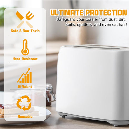 Toaster Cover 2 Slice, 2 Pack Toaster Covers, 6.22x4.09in Silicone Toaster Lid Bread Washable Machine Cover Toaster Oven Cover Kitchen Appliance C...