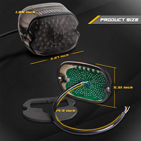 NTHREEAUTO Smoked LED Tail Light Brake Turn Signal Light Low Profile Taillights Compatible with Harley Road King, Sportster 883 1200, FXDL, FLST, ...