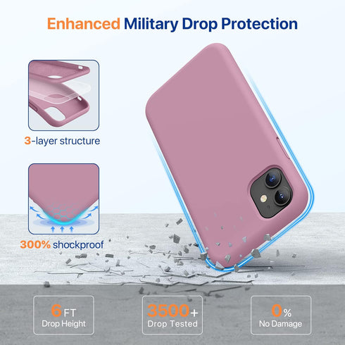 Miracase Compatible with iPhone 11 Phone Case, with Screen Protector, Liquid Silicone Gel Rubber Full Body Drop Protection Shockproof Cover Phone ...