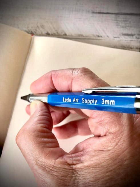Jumbo 3mm Mechanical Pencil Set with 6-piece 5B lead refill and sharpener in cap for drawing and sketching: size super thick 3mm professional grap...