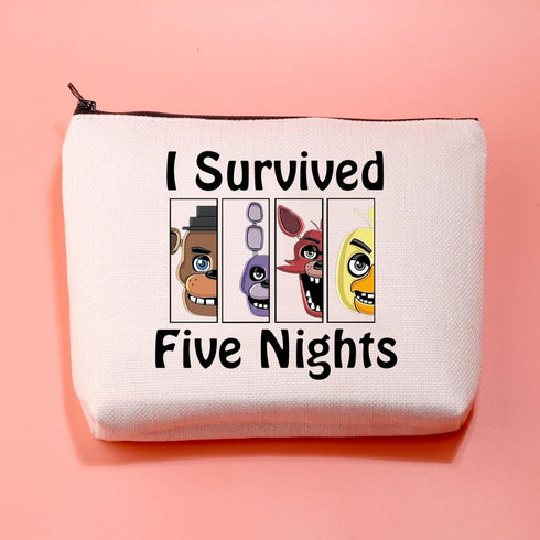 JXGZSO Funny Horror Movie Inspired Cosmetic Bag I Survived Five Nights Makeup Bag Bag Horror Game Lover Gift...