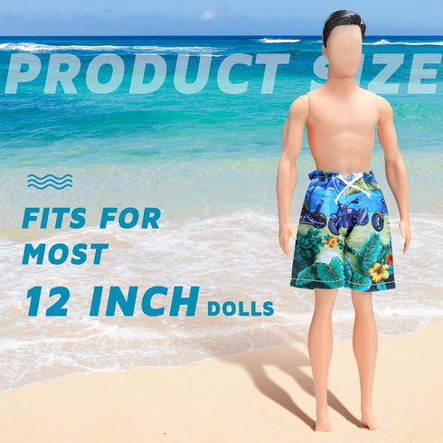 Bencailor 6 Pcs Doll Clothes Boy Doll Beach Shorts Tropical Print Swimsuit Doll Accessories for Boy Dolls (Stylish)...