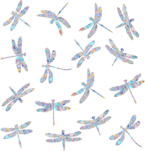 30 Pieces Dragonfly Anti-Collision Window Clings - Glass Reminder Prism Decals - Avoid Birds Strikes – Decorate Your Glass Doors, JD012QINGTING...
