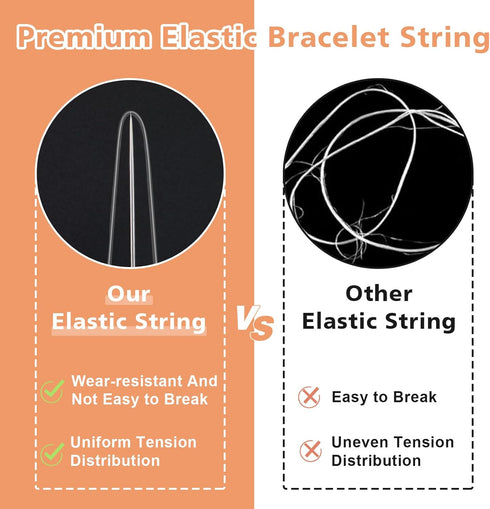 0.5mm/4 Rolls Elastic String for Bracelets, 60M Clear Bracelet String, Beading Thread with Bead Needles, Stretchy Bracelet Strings for Bracelet Ma...
