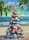 Decorative Garden Flag, Christmas Tropical Xmas Tree Beach Coastal Starfish Shell Yard Outside Decorations, Hawaii Nautical July Summer Holiday Ou...