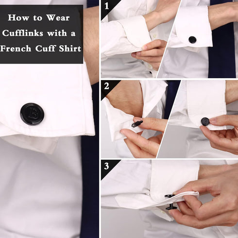 Jstyle Black Initial Cufflinks and Tie Clip Set for Men Personalized Stainless Steel Tuxedo Shirt Cuff Links and Tie Bar Letter Alphabet A-Z Gift ...