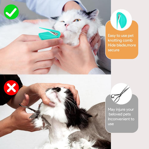 5 Pcs Pet Knotting Comb Set for Cats and Dogs, Effective Hair Detangler & Remover Grooming Tool, Knot Removing Comb for Knotted Fur, Tangles and M...