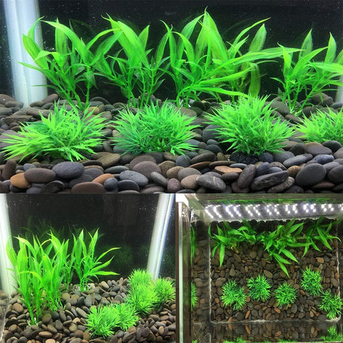 Smoothedo-Pets Aquarium Plants Fish Tank Decorations 4inch/10pcs Set Plastic Artificial Plant Goldfish Waterscape Fish Hides for Small Fish Tank/B...
