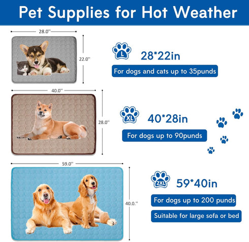Dog Cooling Mat Cooling Pad for Dog, Washable Cooling Blanket Cushion for Kennel Sofa Bed Floor Car Seats,Travel Summer Dog Pad Made of Ice Silk (...