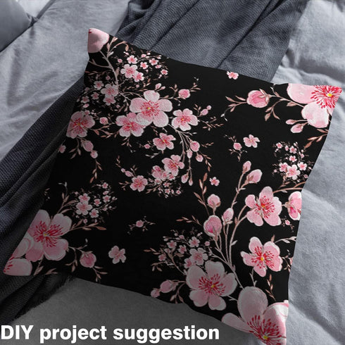Cherry Blossom Flower Fabric by The Yard Pink Outdoor Blooming Floral Fabric for Craft Art Lovers Japaneses Style Rustic Spring Theme Fabric for D...