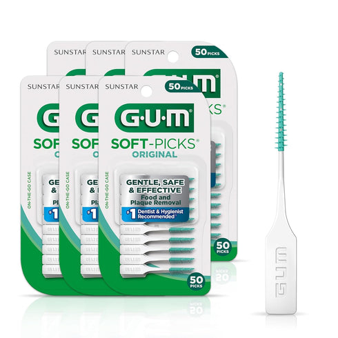 GUM Soft-Picks Original, Easy to Use Dental Picks for Teeth Cleaning and Gum Health, Disposable Interdental Brushes with Convenient Carry Case, De...