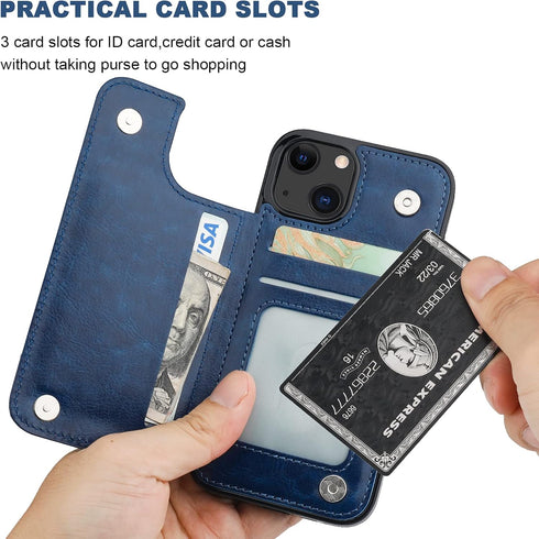 ONETOP Compatible with iPhone 13 Wallet Case with Card Holder, PU Leather Kickstand Card Slots Case, Double Magnetic Clasp Durable Shockproof Cove...