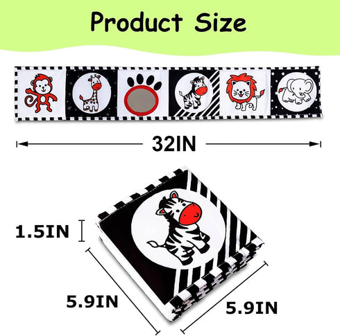 High Contrast Baby Toys For Newborn? Black And White Baby Toys Book 0-3 Months - Tummy Time Mirror For Infant 6 7 8 9 10 11 12 Months Developmenta...