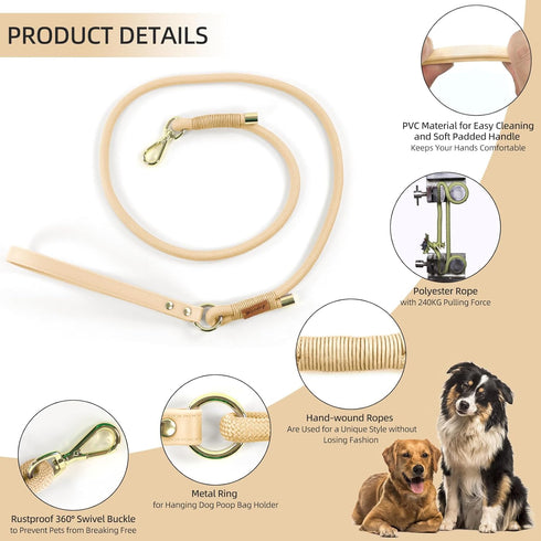 Wisedog Polyester Rope Dog Leash Heavy Duty with Soft Comfortable Padded Handle, Durable stylish Braided Pet Leash 5 Ft/6 Ft for Small Medium Larg...