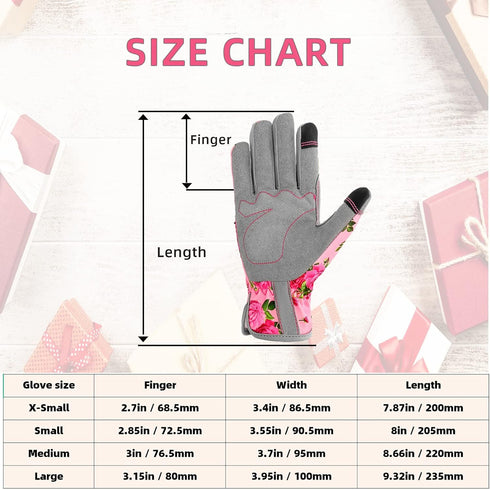 Leather Gardening Gloves for Women, Flexible Breathable Garden Gloves, Thorn Proof Working Gloves for Weeding, Digging and Pruning, Large, Pink...