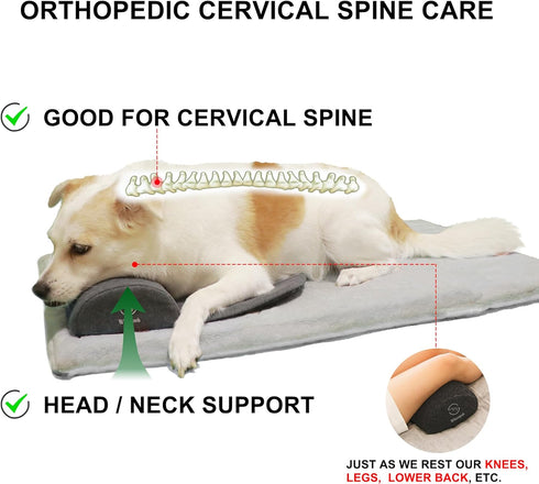 Dog?Cat Bolster Pillow/Headrest for Small Dogs?Cats, Benefit for Cervical Vertebra/Neck, Easy to Carry When Traveling, with High Resilience Foam, ...