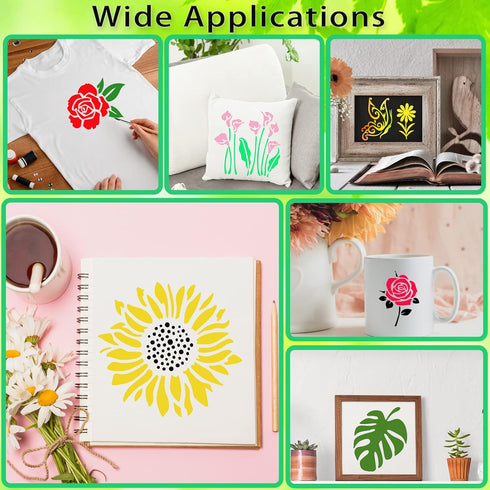 80 Pcs 4 x 4 Inch Stencils for Painting on Wood, Reusable Flower Stencils Butterfly Stencils Bird Plastic Stencils Bee Wall Stencil DIY Craft Temp...