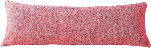 Reafort Ultra Soft Sherpa Body Pillow Cover/Case with Zipper Closure 21"x54" (21"x54" Body Pillow Cover, Pink)...