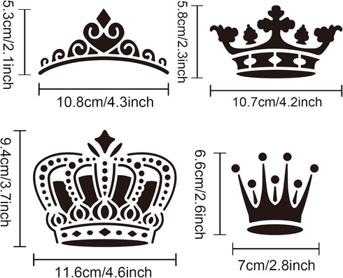 13 Styles Crown Stencil King Queens Crown Stencils for Painting 11.8×11.8inch Reusable PET Material Princess Crown Template for DIY Gift Decorativ...