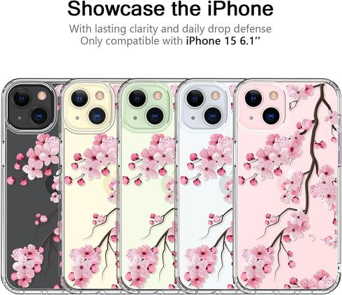bicol Compatible with iPhone 15 Case,Crystal Clear Cover with Fashionable Designs for Girls Women,Slim Fit Shockproof Protective Acrylic Phone Cas...