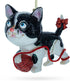 Playful Cat Entangled with Yarn Ball Blown Glass Christmas Ornament...