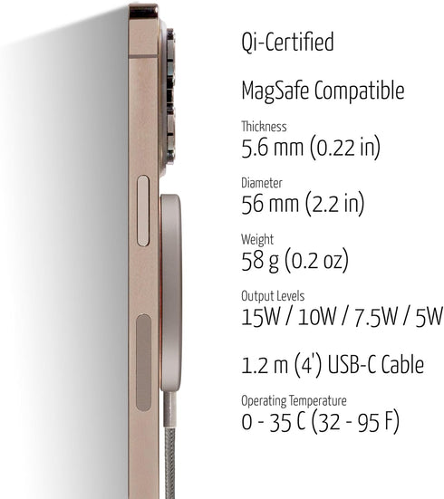 Dreem Empower Magnetic Wireless Charger Pad (Factory Seconds) – Compatible with MagSafe for iPhone 15/14/13/12 & Qi-Certified Devices – Premium Ve...