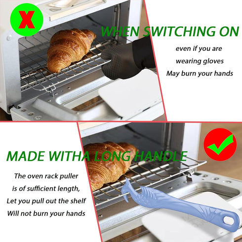 Oven Rack Push Pull Tool 2-Pack oven rack puller push pull stick tool(11 Inch), oven rack pullers with longer handle suitable for oven, toaster ov...
