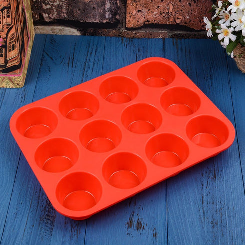 CAKETIME 12 Cups Silicone Muffin Pan - Nonstick Cupcake Pan 1 Pack Regular Size Silicone Mold for Baking...