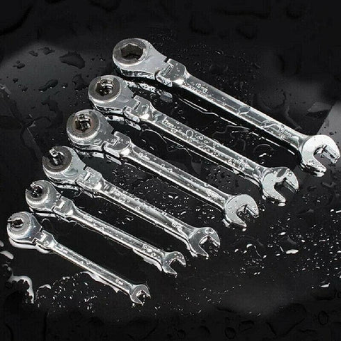 Ratcheting Wrench Open Flex-Head Open End Double Opening Ratchet Combination Wrench Hand Tool Flare Nut Wrench Silver 17mm...