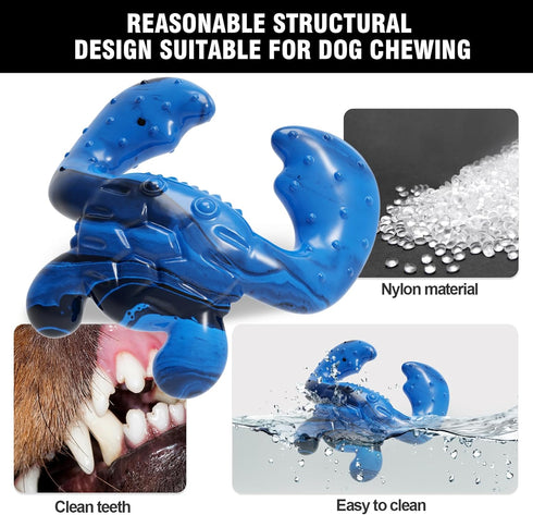 Dog Toys for Aggressive Chewers,Nylon Crab Durable Dog Toy for Medium Large Dogs, Bacon Flavor Interactive Dog Toys for Boredom,Blue...