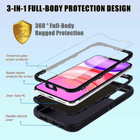 Compatible with iPhone 14 Phone Case, iPhone 13 Case with Screen Protector Shockproof Heavy Duty Protective Case for iPhone 13/14 Men Boys, Camouf...