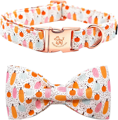 Elegant little tail Halloween Dog Collar, Fall Dog Collar Orange Pumpkin Holiday Pet Dog Collar Dog Bow Collar Pet Durable Adjustable Girl Boy Dog...