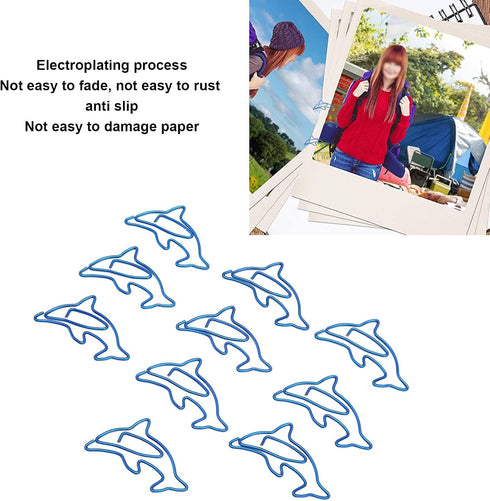 100Pcs Paper Clips, Dolphin Shaped Paper Clip Memo Note Clips Bookmark Clips Cute Paper Clips School Office Supplies...