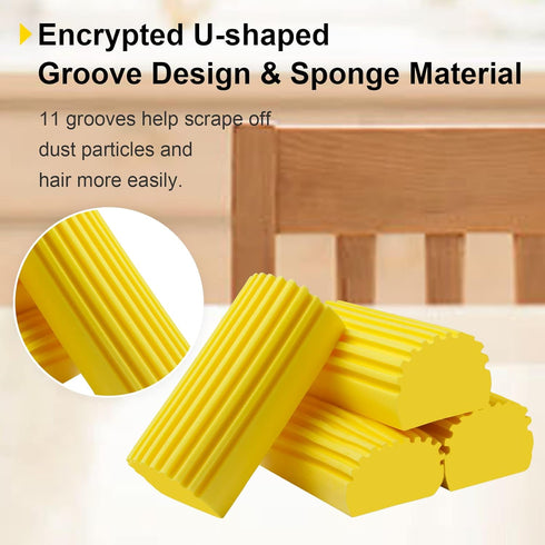 4-Pack Damp Clean Duster Sponge Brush for Cleaning Blinds, Glass, Baseboards, Vents, Railings, Mirrors, Window Track Grooves and Faucets (Yellow)...