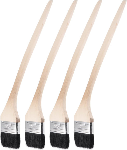 uxcell Bent Radiator Paint Brush 17" Length 3" Width Bristle with Long Wood Handle for Wall Treatment Black 4Pcs...