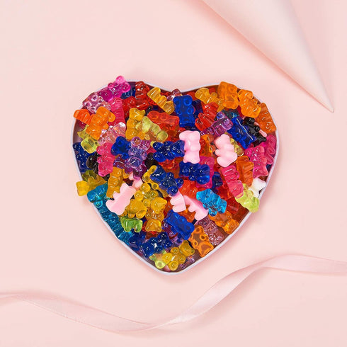 Stiesy 200 Pieces Translucent Candy Gummy Bear Resin Slime Charms Bear Flatback NO Hole Beads for for Nail Art DIY Hair Clip Jewelry Making Mixed ...