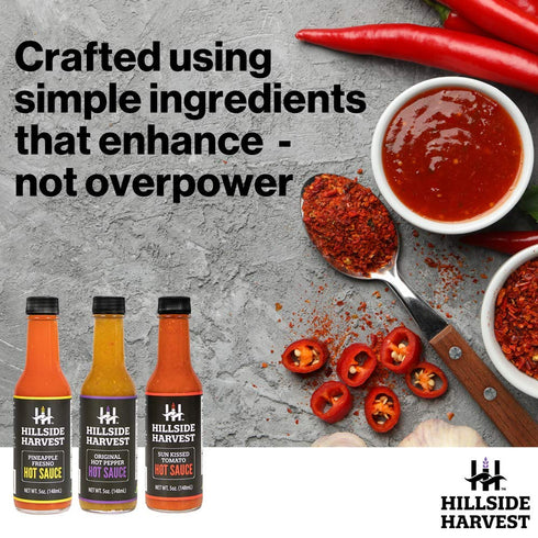Hillside Harvest – Original Hot Pepper Hot Sauce, Gourmet, Handcrafted, Spice and Citrus, Medium to Hot Heat Level, 5 oz. Bottle (Original Hot Pep...