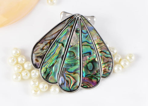 Alilang Silvery Tone Abalone Shell Scalloped Ocean Sea Brooch Pin Pendant Custom Jewelry Gifts for Women...