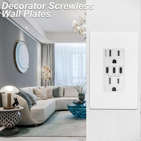 Screwless Outlet Covers Wall Plate, 4 Pcs Light Switch Cover Plate, Light Switch Covers Wall Plate, Decorative Wall Plate Cover, 2 Gang 1 Gang Wal...