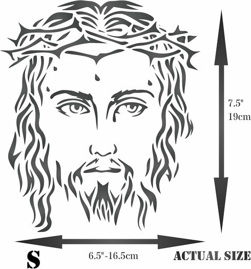Jesus Stencil, 6.5 x 7.5 inch (S) - Christian Catholic Religious Crown of Thorns Stencils for Painting Template...